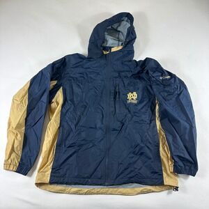 Columbia Men's Large‎ Notre Dame Fighting Irish Navy Gold Full Zip Hooded Jacket
